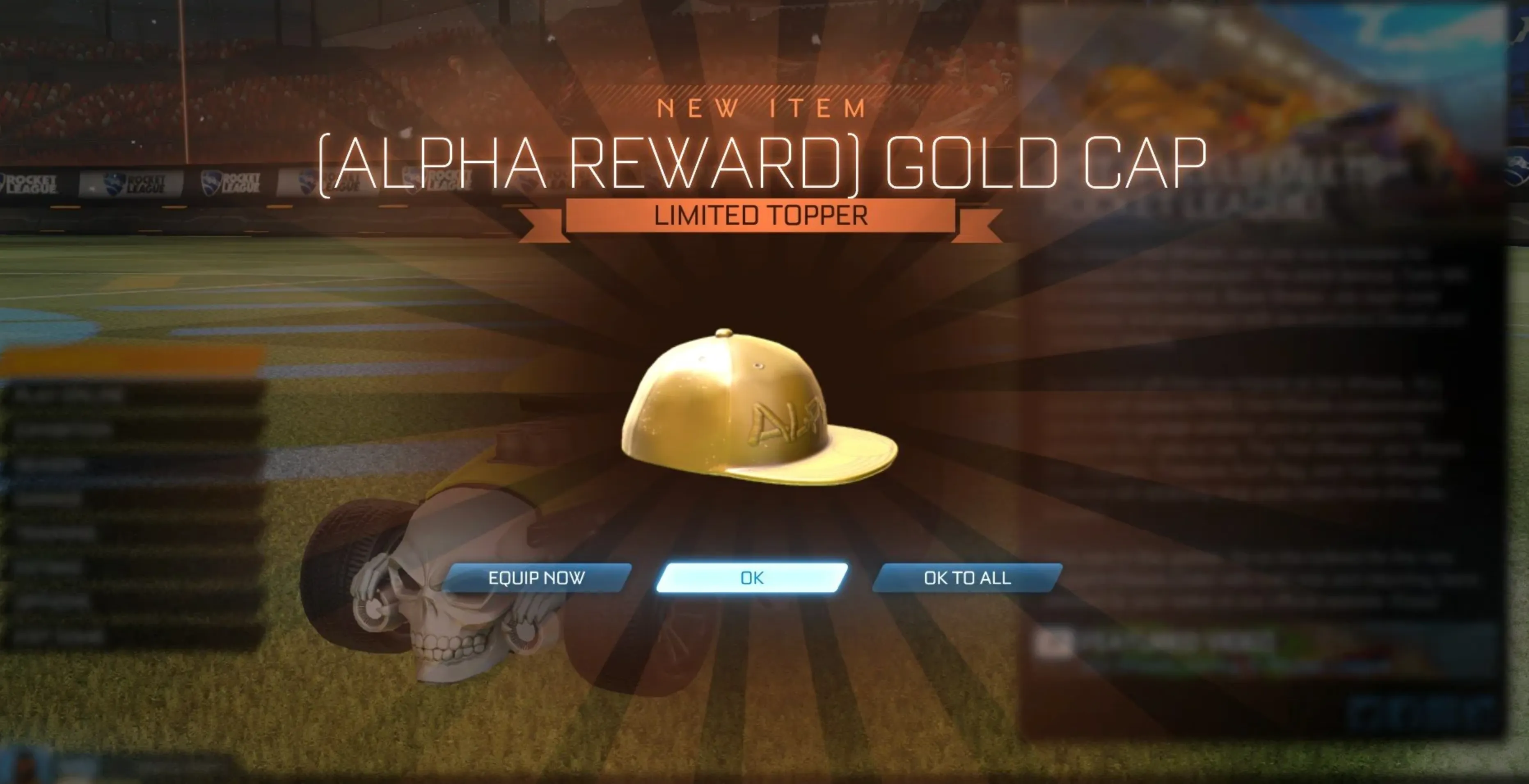 Gold Cap Topper rocket league